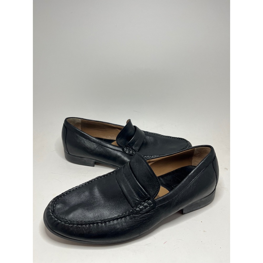 Johnston & Murphy Men's Penny Loafers 9.5M Black Leather Sheepskin Lining Preppy
